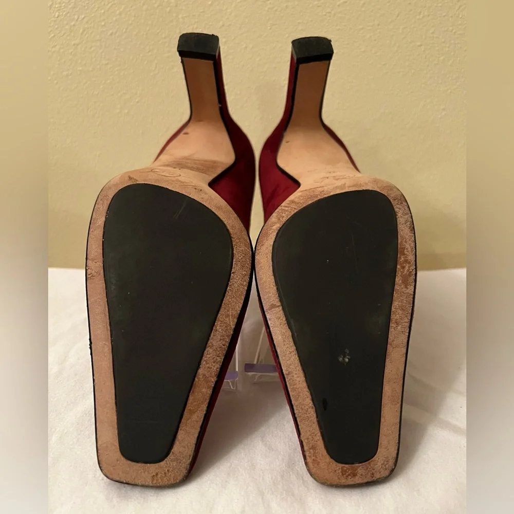 CHANEL Burgundy Suede Pointed-Toe Pumps